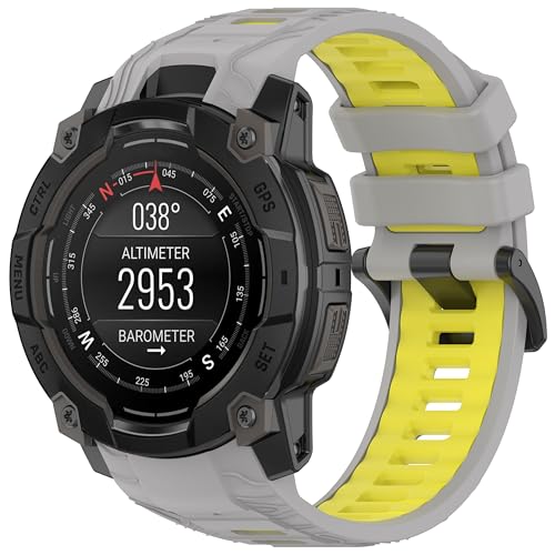 Yikamosi 26MM Dual Color Schnellverschluss Weiches Silikon rostfreiem Metallverschluss Ersatzbänder für Frauen und Männer Kompatibel mit Garmin Instinct 3 50MM,Grau/Gelb Yikamosi 26MM Dual Color Schnellverschluss Weiches Silikon rostfreiem Metallverschluss Ersatzbänder für Frauen und Männer Kompatibel mit Garmin Instinct 3 50MM,Grau/Gelb von Yikamosi
