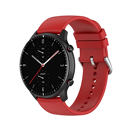 Yikamosi Armband Kompatibel mit Amazfit GTR 3/GTR 2,22MM Schnellverschluss Weiches Silikon Rostfreiem Metallverschluss Ersatzbänder für Amazfit GTR 3/GTR 3 Pro/GTR 2,Rot von Yikamosi