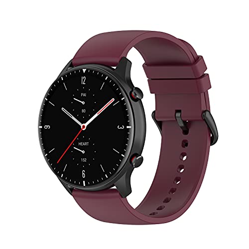 Yikamosi Armband Kompatibel mit Amazfit GTR 3/GTR 2,22MM Schnellverschluss Weiches Silikon Rostfreiem Metallverschluss Ersatzbänder für Amazfit GTR 3/GTR 3 Pro/GTR 2,Weinrot von Yikamosi