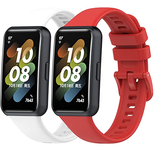 Yikamosi Armband Kompatibel mit Huawei Band 7,Schnellverschluss Weiches Silikon Rostfreiem Metallverschluss Ersatzbänder für Huawei Band 7,Weiß+Rot Yikamosi Armband Kompatibel mit Huawei Band 7,Schnellverschluss Weiches Silikon Rostfreiem Metallverschluss Ersatzbänder für Huawei Band 7,Weiß+Rot von Yikamosi