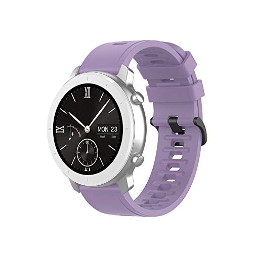 Yikamosi Kompatibel mit Amazfit GTR 42MM Armband,20MM Schnellverschluss Weiches Silikon Rostfreiem Metallverschluss Ersatzbänder für GTR 42MM/GTS 2/GTS 2e/GTS 2Mini,Lila Yikamosi Kompatibel mit Amazfit GTR 42MM Armband,20MM Schnellverschluss Weiches Silikon Rostfreiem Metallverschluss Ersatzbänder für GTR 42MM/GTS 2/GTS 2e/GTS 2Mini,Lila von Yikamosi