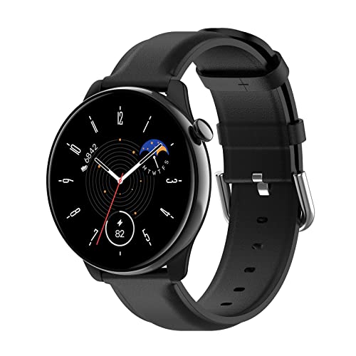 Yikamosi Kompatibel mit Amazfit GTR Mini Armband für Frauen und Männer,20MM Schnellverschluss Echtes Leder rostfreiem Metallverschluss Wristband Uhrenarmbänder für Amazfit GTR Mini,Schwarz von Yikamosi