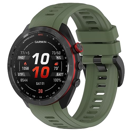 Yikamosi Kompatibel mit Garmin Approach S70 Armband für Frauen und Männer,Schnellverschluss Weiches Silikon rostfreiem Metallverschluss Ersatzbänder für Garmin Approach S70 47MM,Armeegrün Yikamosi Kompatibel mit Garmin Approach S70 Armband für Frauen und Männer,Schnellverschluss Weiches Silikon rostfreiem Metallverschluss Ersatzbänder für Garmin Approach S70 47MM,Armeegrün von Yikamosi