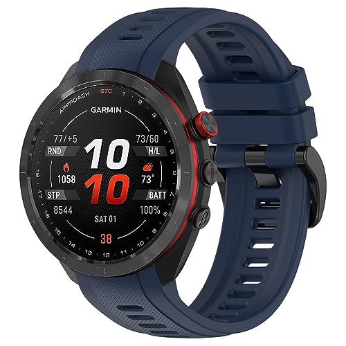 Yikamosi Kompatibel mit Garmin Approach S70 Armband für Frauen und Männer,Schnellverschluss Weiches Silikon rostfreiem Metallverschluss Ersatzbänder für Garmin Approach S70 47MM,Mitternachtsblau Yikamosi Kompatibel mit Garmin Approach S70 Armband für Frauen und Männer,Schnellverschluss Weiches Silikon rostfreiem Metallverschluss Ersatzbänder für Garmin Approach S70 47MM,Mitternachtsblau von Yikamosi