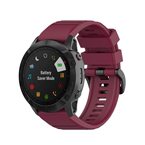 Yikamosi Kompatibel mit Garmin Fenix 6S Armband,Schnellverschluss Weiches Silikon rostfreiem Metallverschluss Ersatzbänder Kompatibel für Garmin Fenix 6S/Fenix 5S/Fenix 5S Plus,Weinrot von Yikamosi