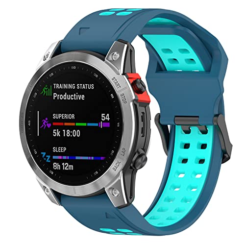 Yikamosi Kompatibel mit Garmin Fenix 7 Armband,22MM Dual Color Schnellverschluss Weiches Silikon rostfreiem Metallverschluss Ersatzbänder Kompatibel für Garmin Fenix 7/6/5,Blau/Minze Yikamosi Kompatibel mit Garmin Fenix 7 Armband,22MM Dual Color Schnellverschluss Weiches Silikon rostfreiem Metallverschluss Ersatzbänder Kompatibel für Garmin Fenix 7/6/5,Blau/Minze von Yikamosi