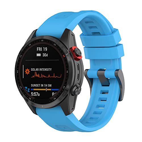 Yikamosi Kompatibel mit Garmin Fenix 7 Armband,22MM Schnellverschluss Weiches Silikon rostfreiem Metallverschluss Ersatzbänder Kompatibel für Garmin Fenix 7/EPIX Gen 2,Blau von Yikamosi