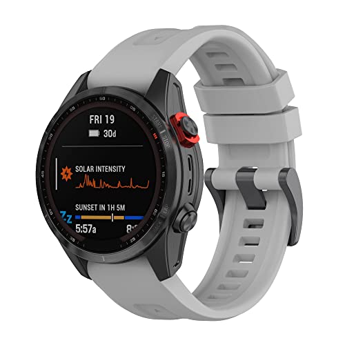 Yikamosi Kompatibel mit Garmin Fenix 7 Armband,22MM Schnellverschluss Weiches Silikon rostfreiem Metallverschluss Ersatzbänder Kompatibel für Garmin Fenix 7/EPIX Gen 2,Grau von Yikamosi