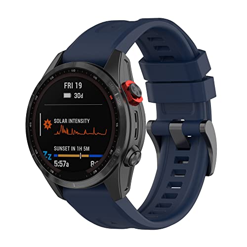 Yikamosi Kompatibel mit Garmin Fenix 7 Armband,22MM Schnellverschluss Weiches Silikon rostfreiem Metallverschluss Ersatzbänder Kompatibel für Garmin Fenix 7/EPIX Gen 2,Mitternachtsblau von Yikamosi