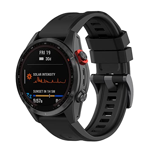 Yikamosi Kompatibel mit Garmin Fenix 7 Armband,22MM Schnellverschluss Weiches Silikon rostfreiem Metallverschluss Ersatzbänder Kompatibel für Garmin Fenix 7/EPIX Gen 2,Schwarz von Yikamosi