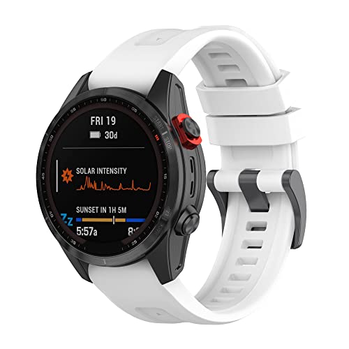 Yikamosi Kompatibel mit Garmin Fenix 7S Armband,20MM Schnellverschluss Weiches Silikon rostfreiem Metallverschluss Ersatzbänder Kompatibel für Garmin Fenix 7S/Fenix 7S Solar,Weiß von Yikamosi