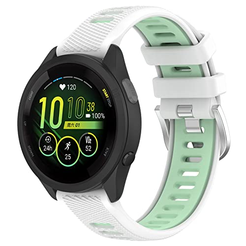 Yikamosi Kompatibel mit Garmin Forerunner 265 Armband für Frauen und Männer,Schnellverschluss Weiches Silikon rostfreiem Metallverschluss Ersatzbänder für Garmin Forerunner 265,Weiß/Mint von Yikamosi