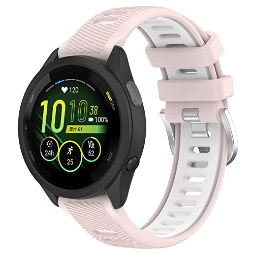 Yikamosi Kompatibel mit Garmin Forerunner 265S Armband für Frauen und Männer,Dual Color Schnellverschluss Weiches Silikon rostfreiem Metallverschluss Ersatzbänder für Forerunner 265S,Rosa/Weiß von Yikamosi