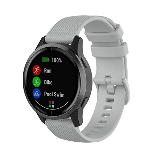 Yikamosi Kompatibel mit Garmin Vivoactive 4/Venu 2 Armband, 22MM Schnellverschluss Weiches Silikon Ersatzband mit Rostfreiem Metallverschluss, Grau Yikamosi Kompatibel mit Garmin Vivoactive 4/Venu 2 Armband, 22MM Schnellverschluss Weiches Silikon Ersatzband mit Rostfreiem Metallverschluss, Grau von Yikamosi