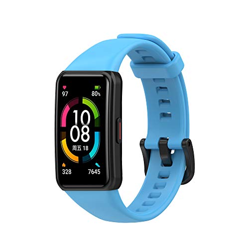 Yikamosi Kompatibel mit Honor Band 6 Armband/Huawei Band 6 Armband,Schnellverschluss Weiches TPU rostfreiem Metallverschluss Ersatzbänder für Honor Band 6/Huawei Band 6,Blau von Yikamosi