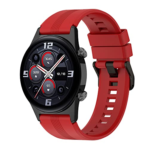 Yikamosi Kompatibel mit Honor Watch GS4 Armband für Frauen und Männer,22MM Schnellverschluss Weiches Silikon rostfreiem Metallverschluss Ersatzbänder für Watch GS4,Rot Yikamosi Kompatibel mit Honor Watch GS4 Armband für Frauen und Männer,22MM Schnellverschluss Weiches Silikon rostfreiem Metallverschluss Ersatzbänder für Watch GS4,Rot von Yikamosi