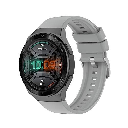 Yikamosi Kompatibel mit Huawei Watch GT 2e Armband,Schnellverschluss Weiches Silikon rostfreiem Metallverschluss Ersatzbänder für Huawei Watch GT 2e,Grau von Yikamosi