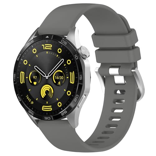 Yikamosi Kompatibel mit Huawei Watch GT4 Armband für Frauen und Männer,18MM Schnellverschluss Weiches Silikon rostfreiem Metallverschluss Ersatzbänder für Huawei Watch GT4 41MM,Grau Yikamosi Kompatibel mit Huawei Watch GT4 Armband für Frauen und Männer,18MM Schnellverschluss Weiches Silikon rostfreiem Metallverschluss Ersatzbänder für Huawei Watch GT4 41MM,Grau von Yikamosi
