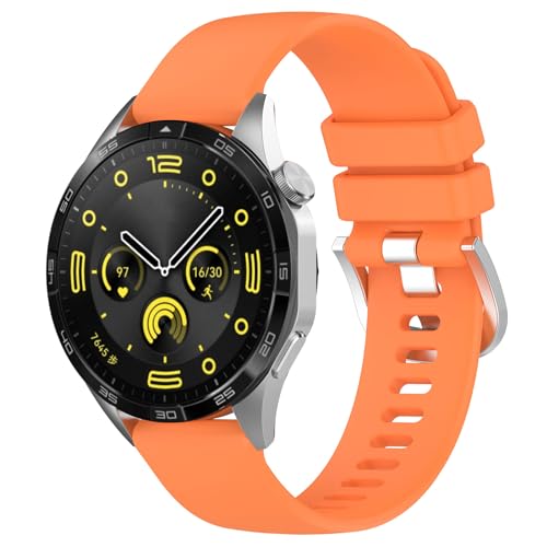 Yikamosi Kompatibel mit Huawei Watch GT4 Armband für Frauen und Männer,18MM Schnellverschluss Weiches Silikon rostfreiem Metallverschluss Ersatzbänder für Huawei Watch GT4 41MM,Orange Yikamosi Kompatibel mit Huawei Watch GT4 Armband für Frauen und Männer,18MM Schnellverschluss Weiches Silikon rostfreiem Metallverschluss Ersatzbänder für Huawei Watch GT4 41MM,Orange von Yikamosi