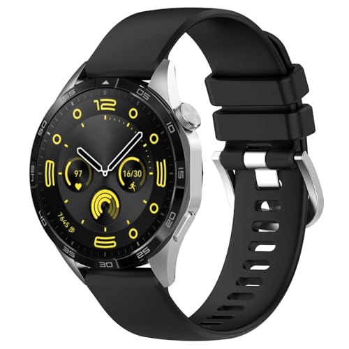 Yikamosi Kompatibel mit Huawei Watch GT4 Armband für Frauen und Männer,18MM Schnellverschluss Weiches Silikon rostfreiem Metallverschluss Ersatzbänder für Huawei Watch GT4 41MM,Schwarz Yikamosi Kompatibel mit Huawei Watch GT4 Armband für Frauen und Männer,18MM Schnellverschluss Weiches Silikon rostfreiem Metallverschluss Ersatzbänder für Huawei Watch GT4 41MM,Schwarz von Yikamosi