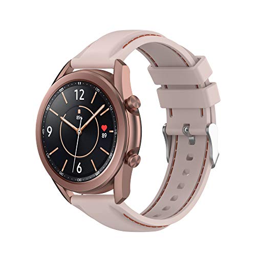 Yikamosi Kompatibel mit Samsung Galaxy Watch 3 Armband,20MM Schnellverschluss Weiches Silikon rostfreiem Metallverschluss Ersatzbänder für Samsung Galaxy Watch 3 41MM,Rosa von Yikamosi