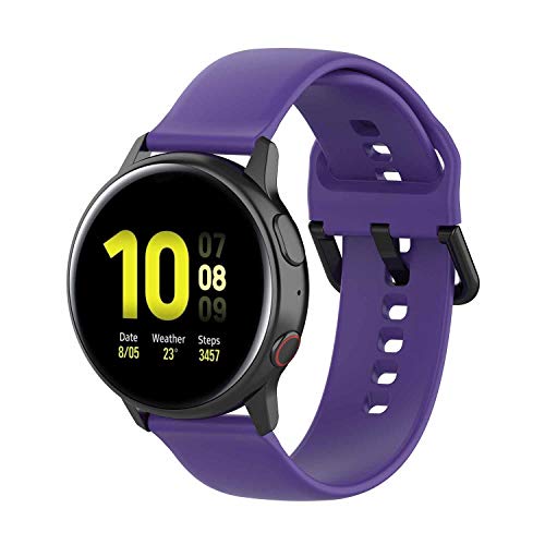 Yikamosi Kompatibel mit Samsung Galaxy Watch Active 2 Armband,20MM Schnellver Weiches Silikon rostfreiem Metallverschluss Ersatzbänder für Galaxy Watch Active 2 40MM/44MM,Lila von Yikamosi