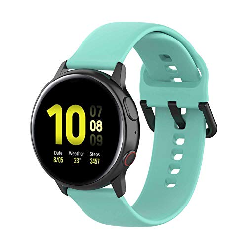 Yikamosi Kompatibel mit Samsung Galaxy Watch Active 2 Armband,20MM Schnellver Weiches Silikon rostfreiem Metallverschluss Ersatzbänder für Galaxy Watch Active 2 40MM/44MM,Minze von Yikamosi