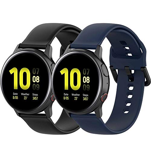 Yikamosi Kompatibel mit Samsung Galaxy Watch Active 2 Armband,20MM Schnellver Weiches Silikon rostfreiem Metallverschluss Ersatzbänder für Galaxy Watch Active 2 40MM/44MM,Schwarz+Nachtblau Yikamosi Kompatibel mit Samsung Galaxy Watch Active 2 Armband,20MM Schnellver Weiches Silikon rostfreiem Metallverschluss Ersatzbänder für Galaxy Watch Active 2 40MM/44MM,Schwarz+Nachtblau von Yikamosi