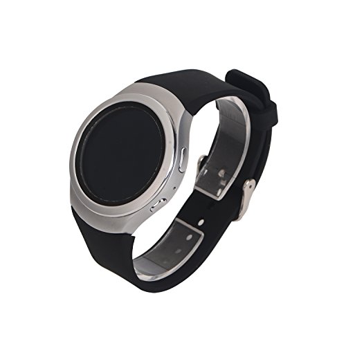 Yikamosi Kompatibel mit Samsung Gear S2 SM-R720/R732 Armband,Soft-Silikon Watch Armband Stainless Steel Clasp Atmungsaktiv Ersatz Strap für Samsung Gear S2 SM-R720/R732(Large-Black) von Yikamosi