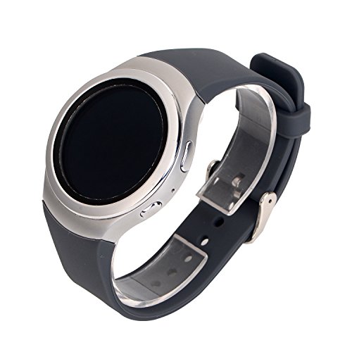 Yikamosi Kompatibel mit Samsung Gear S2 SM-R720/R732 Armband,Soft-Silikon Watch Armband Stainless Steel Clasp Atmungsaktiv Ersatz Strap für Samsung Gear S2 SM-R720/R732(Small-Gray) von Yikamosi