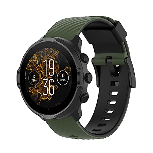 Yikamosi Kompatibel mit Suunto 7 Armband/Suunto 9 Armband,24MM Dual Color Schnellverschluss Weiches Silikon rostfreiem Metallverschluss Ersatzbänder für Suunto 7/Suunto 9,Armeegrün/Schwarz Yikamosi Kompatibel mit Suunto 7 Armband/Suunto 9 Armband,24MM Dual Color Schnellverschluss Weiches Silikon rostfreiem Metallverschluss Ersatzbänder für Suunto 7/Suunto 9,Armeegrün/Schwarz von Yikamosi