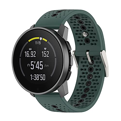 Yikamosi Kompatibel mit Suunto 9 Speak Armband,22MM Schnellverschluss Weiches Silikon rostfreiem Metallverschluss Ersatzbänder für Suunto 9 Speak,Oliv/Schwarz von Yikamosi