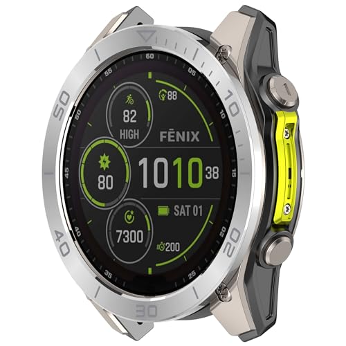 Yikamosi Rostfreier Stahl Lünetten Ring Accessory,Bezel Ring Adhesive Cover Anti-Kratz- und Kollisionsschutz Kompatibel mit Garmin Fenix 8 43MM AMOLED,Silber/Grau Yikamosi Rostfreier Stahl Lünetten Ring Accessory,Bezel Ring Adhesive Cover Anti-Kratz- und Kollisionsschutz Kompatibel mit Garmin Fenix 8 43MM AMOLED,Silber/Grau von Yikamosi