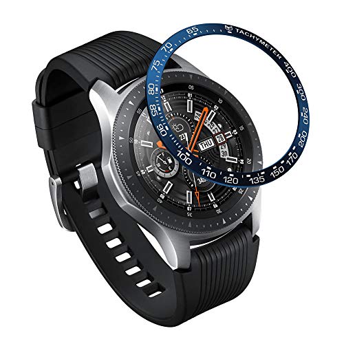 Yikamosi Rostfreier Stahl Lünetten Ring Kompatibel mit Samsung Galaxy Watch 46MM,Bezel Ring Adhesive Cover Anti-Kratz- und Kollisionsschutz für Galaxy Watch Accessory,Blau-B von Yikamosi