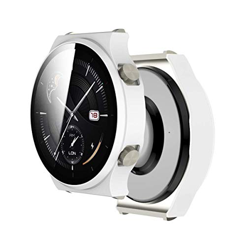 Yikamosi Schutzhülle Kompatibel mit Huawei Watch GT2 Pro,Hülle mit Displayschutz aus Anti-Kratzglas Vollabdeckung HD Ultradünne Schutzfolie Kompatibel mit Huawei Watch GT2 Pro,Weiß von Yikamosi