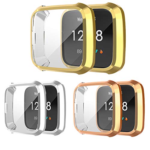 Yikamosi Screen Protector Compatible with Fitbit Versa Lite, Soft TPU Full Coverage Protective Case Cover Compatible with Fitbit Versa Lite,3PC(Gold,Sliver,Rose Gold) von Yikamosi