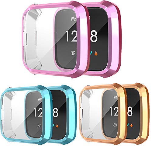 Yikamosi Screen Protector Compatible with Fitbit Versa Lite, Soft TPU Full Coverage Protective Case Cover Compatible with Fitbit Versa Lite,3PC(Pink,Blue,Rose Gold) von Yikamosi