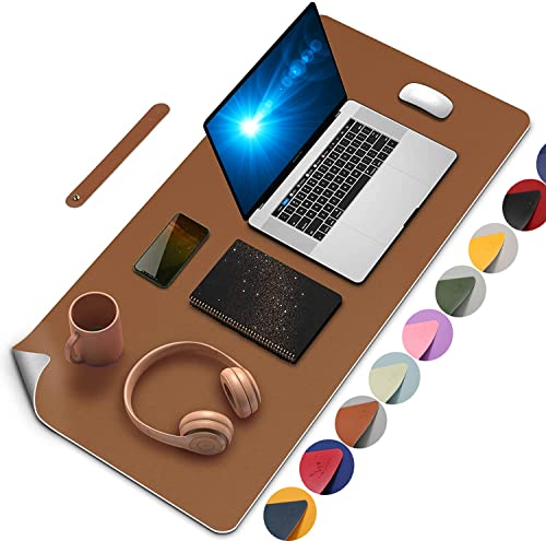 Yikda Dual-Sided Mouse Pad Desk Mat Map, PU Leather Desk pad Large Mouse pad, Waterproof Desk Mat for Desktop （23.6"x13.7" Brown/Siliver von Yikda