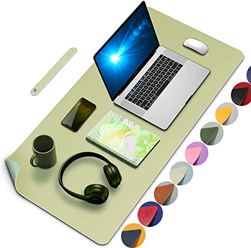Yikda Dual-Sided Mouse Pad Desk Mat Map, PU Leather Desk pad Large Mouse pad, Waterproof Desk Mat for Desktop （35.4"x17" Light Green/Light Blue von Yikda