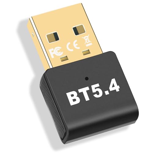 Bluetooth Adapter 5.4, USB Bluetooth Stick(EDR & BLE) Plug and Play Bluetooth Dongle für PC für PC Laptop Desktop Computer, unterstützt Windows 11/10/8.1/7 von Yiko