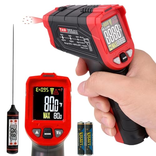 Infrarot Thermometer, Laser Thermometer Temperaturmessgerät -58°F~1616°F (-50°C～880°C) IR Temperaturmesser Berührungslos mit Farbe LCD Digital Alarmfunktion Einstellbarer Emissionsgrad für Küche von Yiko