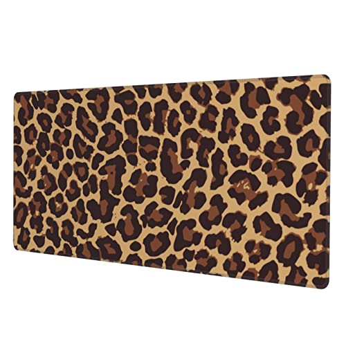 Mauspad mit Leopardenmuster, große genähte Kanten, Schreibtischunterlage für Gaming-Laptop, PC, Bürodekoration, Computerzubehör von Yilad