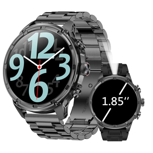 Militär Stahl Gear Smartwatch Herren, 1,85" AMOLED Display Smartwatch mit Telefonfunktion/LED Taschenlampe/750mAh Akku, 120+ Sportmodi Fitnessuhr mit Herzfrequenz SpO2 Schlafmonitor Android iOS Militär Stahl Gear Smartwatch Herren, 1,85" AMOLED Display Smartwatch mit Telefonfunktion/LED Taschenlampe/750mAh Akku, 120+ Sportmodi Fitnessuhr mit Herzfrequenz SpO2 Schlafmonitor Android iOS von Yilitazaro