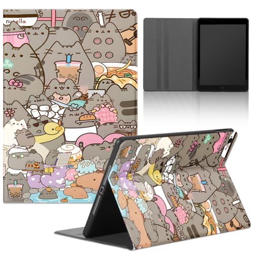 Tablet Hülle für iPad Pro 12,9" 6./5./4./3. Generation 2022/2021/2020/2018, Anime Cartoon Cute Katze Pusheen Cat Muster TPU Schutzhülle Flip PU Leder Flip Cover Stoßfest Ständer Tablet Case,Manga von Yimctoie