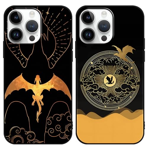 Yimctoie 2 Stück Handyhülle für iPhone 13 iPhone 14 6.1", Hülle,Coole Cartoon Drachen Anime Fourth Wing Manga Muster Silikon Weiche TPU Stoßfest Schutzhülle Case, Drachen von Yimctoie
