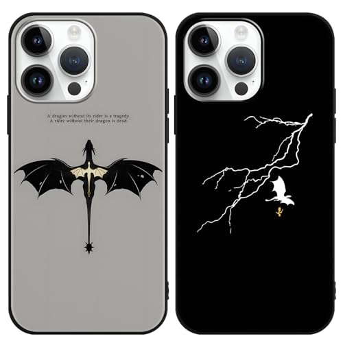 Yimctoie 2 Stück Handyhülle für iPhone 13 iPhone 14 6.1", Hülle,Coole Cartoon Drachen Anime Fourth Wing Manga Muster Silikon Weiche TPU Stoßfest Schutzhülle Case, Motif von Yimctoie