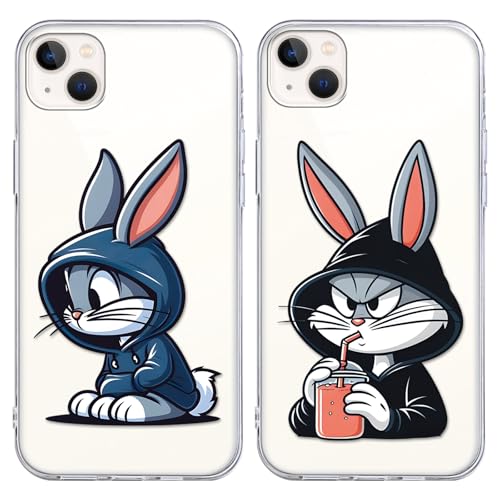 Yimctoie 2 Stück Transparent Handyhülle für iPhone 15 6.1", Lustig Bunny Anime Muster Aesthetic Design Schutzhülle Weich TPU Silikon Rabbit Stoßfest Case Mädchen, Kawaii Yimctoie 2 Stück Transparent Handyhülle für iPhone 15 6.1", Lustig Bunny Anime Muster Aesthetic Design Schutzhülle Weich TPU Silikon Rabbit Stoßfest Case Mädchen, Kawaii von Yimctoie