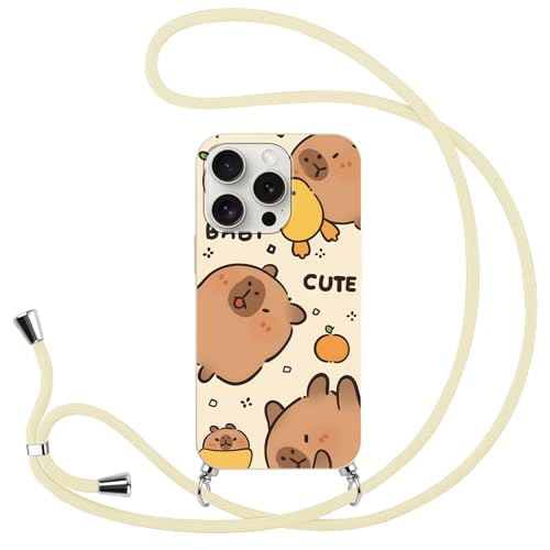Yimctoie Anime Handykette für Apple iPhone 13 Pro Max Hülle 6.7'', Cute Cartoon Capybara Hülle mit Band, HandyHülle Necklace Handy Kette Kordel zum Umhängen SchutzHülle TPU Phone Case, Weiß Yimctoie Anime Handykette für Apple iPhone 13 Pro Max Hülle 6.7'', Cute Cartoon Capybara Hülle mit Band, HandyHülle Necklace Handy Kette Kordel zum Umhängen SchutzHülle TPU Phone Case, Weiß von Yimctoie