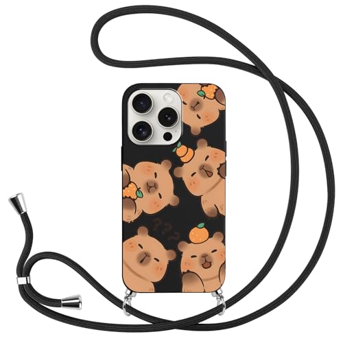Yimctoie Anime Handykette für Samsung Galaxy S24 5G Hülle 6.2'', Cute Cartoon Capybara Hülle mit Band, HandyHülle Necklace Handy Kette Kordel zum Umhängen SchutzHülle TPU Phone Case, Schwarz Yimctoie Anime Handykette für Samsung Galaxy S24 5G Hülle 6.2'', Cute Cartoon Capybara Hülle mit Band, HandyHülle Necklace Handy Kette Kordel zum Umhängen SchutzHülle TPU Phone Case, Schwarz von Yimctoie