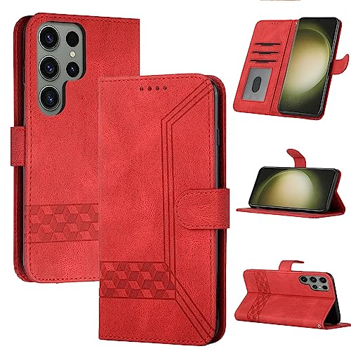 Handyhülle für Samsung Galaxy S23 Ultra Hülle, Premium Leder Klapphülle Samsung S23 Ultra 5G Klappbar Kartenfach Brieftasche Cover Magnetische Schutzhülle für Samsung Galaxy S23 Ultra 5G, Rot Handyhülle für Samsung Galaxy S23 Ultra Hülle, Premium Leder Klapphülle Samsung S23 Ultra 5G Klappbar Kartenfach Brieftasche Cover Magnetische Schutzhülle für Samsung Galaxy S23 Ultra 5G, Rot von Yiminu.DS